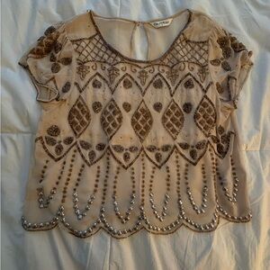 Miss Selfridge Champagne Pink Embellished Crop Top